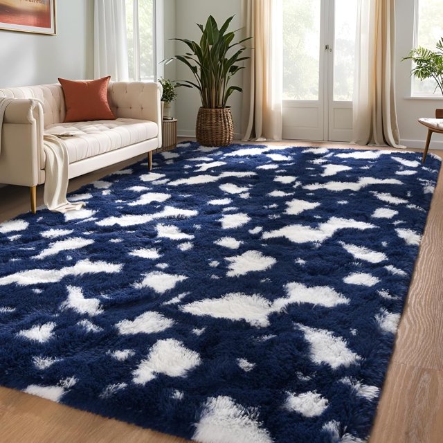 Lalado 5ft x 8ft Area Rugs, Soft Fluffy Area Rugs, Blue