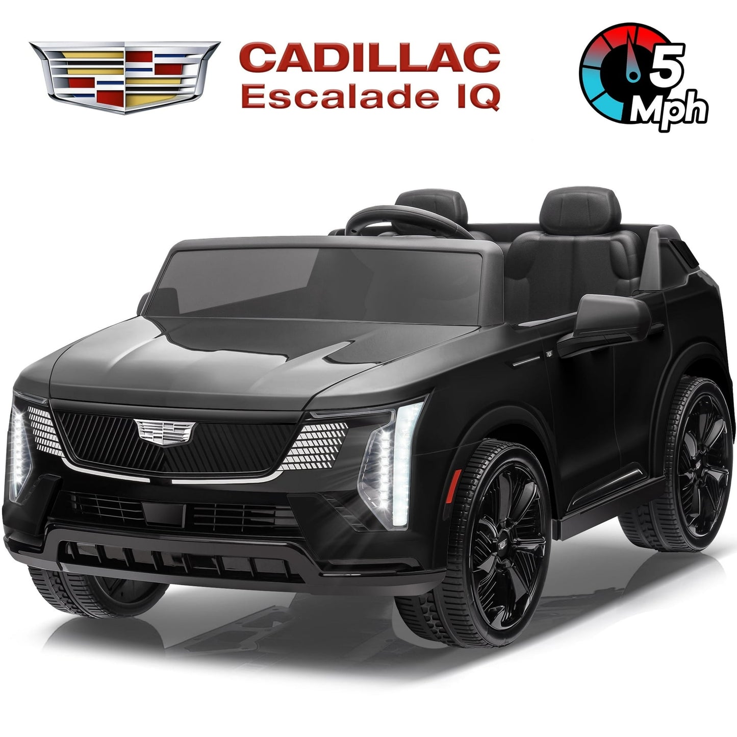 Cadillac Escalade IQ 24V Kids Ride on Car,Wisairt 2 Seater Battery Powered Electric Vehicle w/ Remote Control(Black)