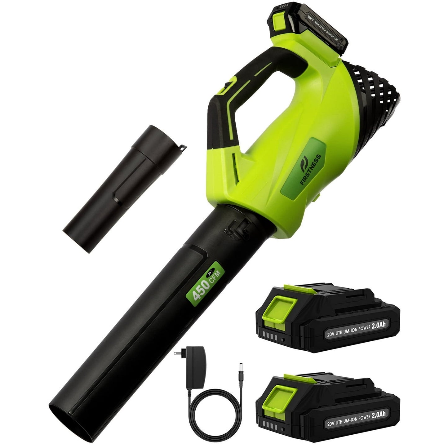20V Cordless Leaf Blower with 2 Batteries & Charger, Electric Blower 450 CFM/145 MPH High-Speed, Powerful Handheld Blower for Lawn Care, Yard Cleanup & Hallway Maintenance