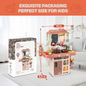 Wisairt Play Kitchen Set for Kids, 2.1FT Tall, Orange Red