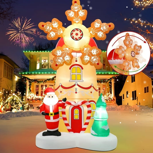 Vrilay 9ft Christmas Inflatable, Windmill Spin Xmas Inflatable with LED Lights for Christmas Holiday Outdoor Yard Decorations