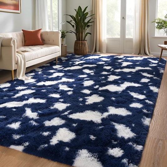 Lalado 5ft x 8ft Area Rugs, Soft Fluffy Area Rugs, Blue