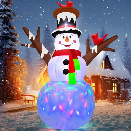 Vrilay 9ft Christmas Inflatable, Snowmen Xmas Inflatable with LED Lights for Christmas Holiday Outdoor Yard Decorations