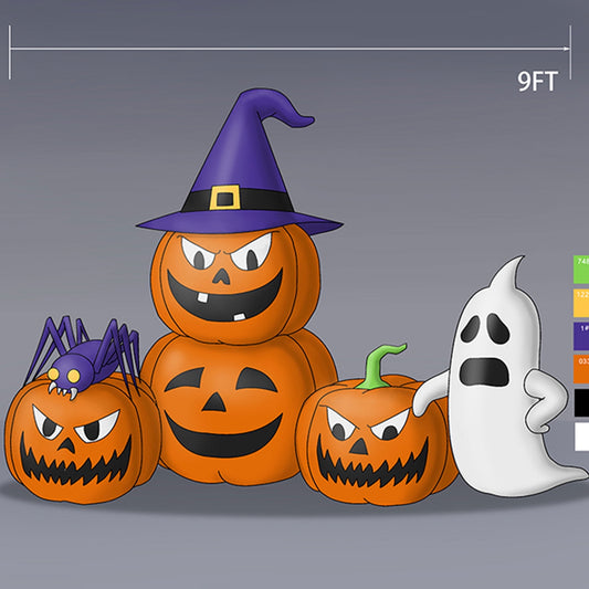 Vrilay 7.5ft Long Halloween Inflatable, Pumpkin Ghost Inflatable with LED Lights for Halloween Outdoor Holiday Yard Decorations