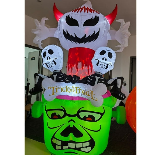 Vrilay 9ft Tall Halloween Inflatable, Ghost Skeleton Inflatable with LED Lights for Halloween Outdoor Holiday Yard Decorations