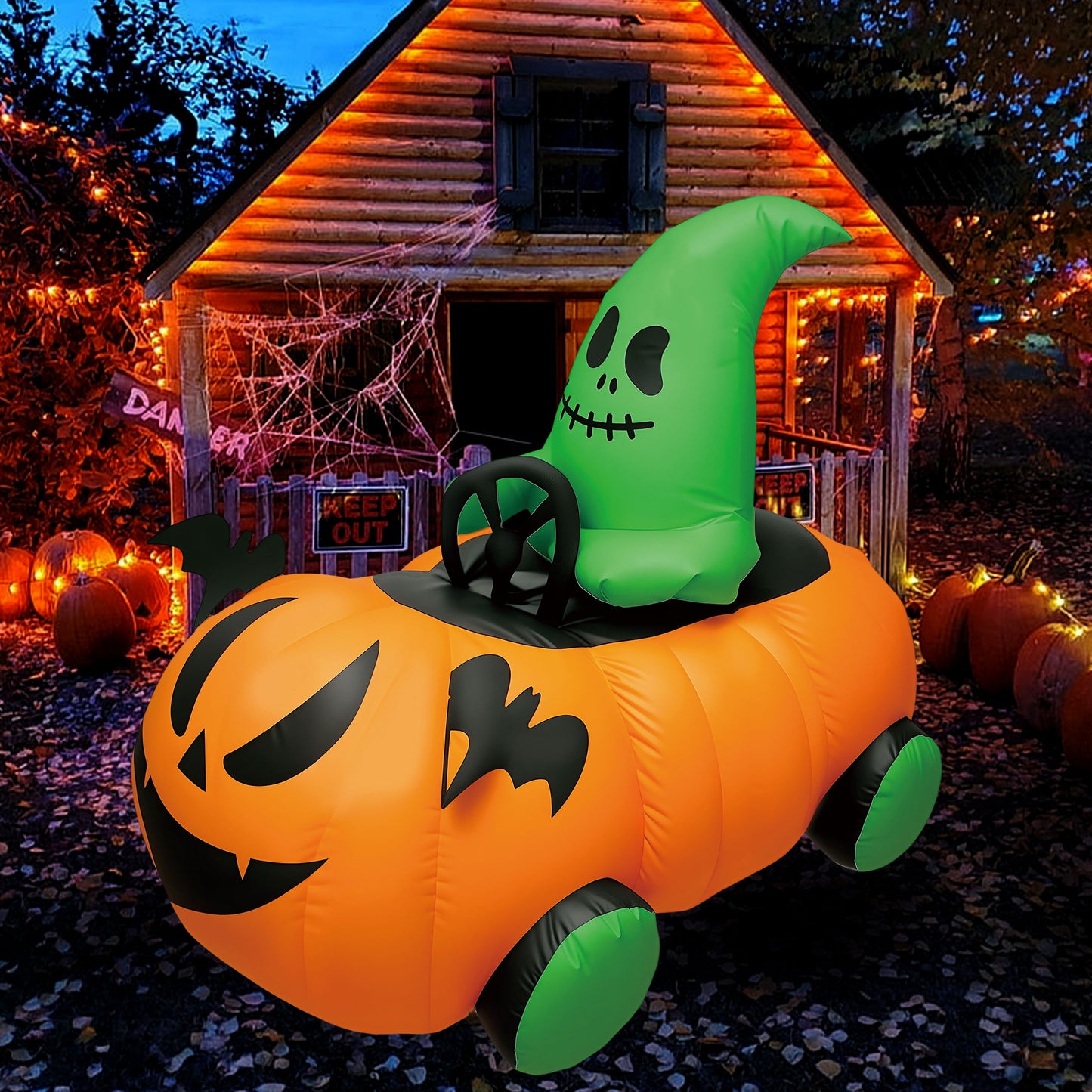 Firstness 2.6ft Halloween Inflatable, Walking Ghost Pumpkin Inflatable with Remote Control for Halloween Holiday Outdoor Indoor Yard Decorations