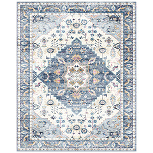 Nefoso 8' x 10' Vintage Area Rugs, Blue & Beige