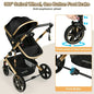 Vomeast Baby Stroller, Foldable Aluminum Alloy Stroller with Reversible, Black