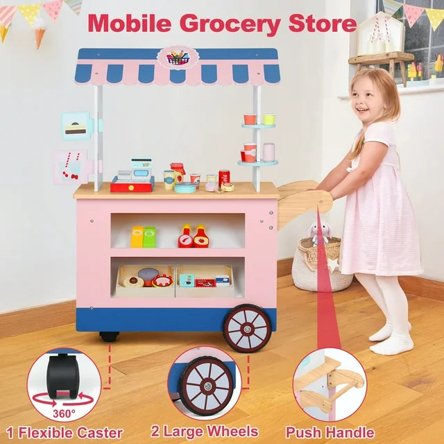 Wisairt Kids Grocery Store Play Set, Pink & Blue