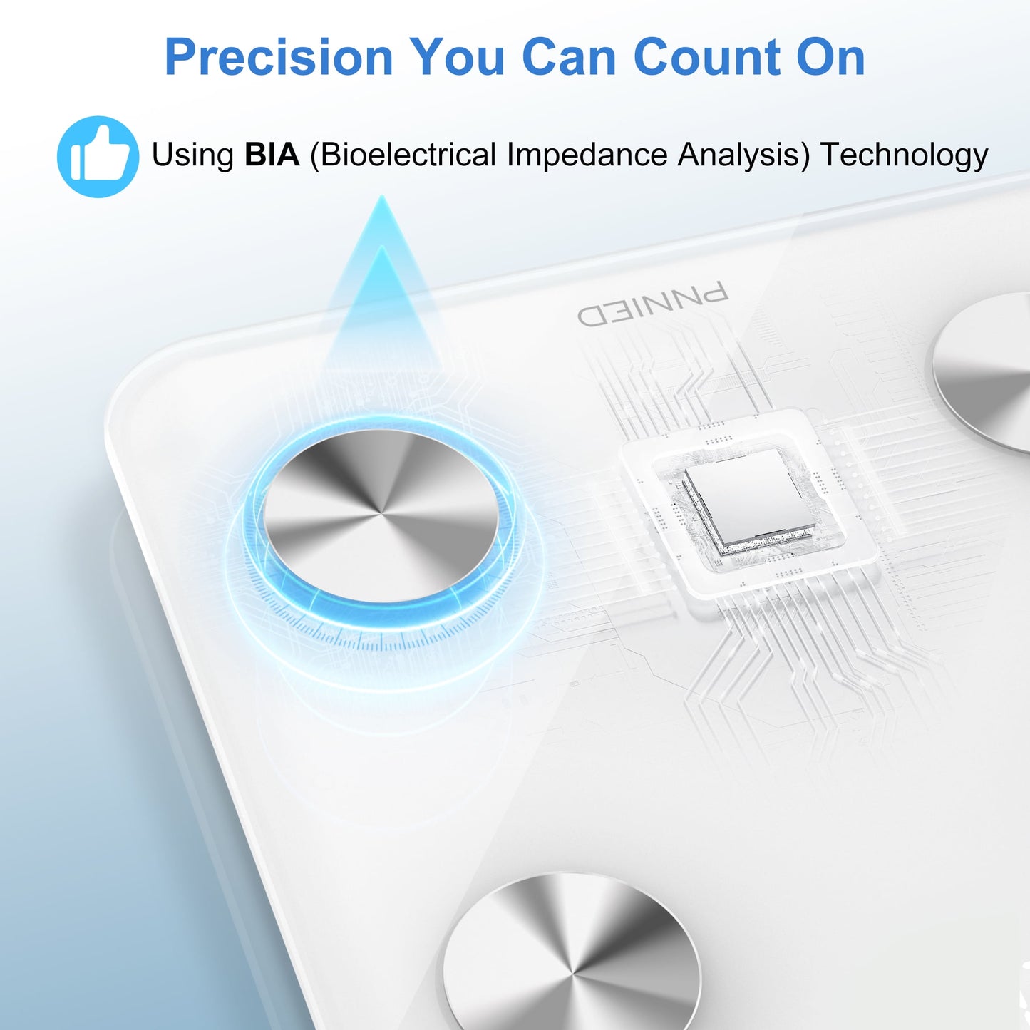 Pnnied Body Fat Scale,Digital Bathroom Scale for Weight, Scale with BMI, Body Fat, Muscle Mass, Body Composition Analysis, Highly Accurate Bluetooth Scale with APP(White)