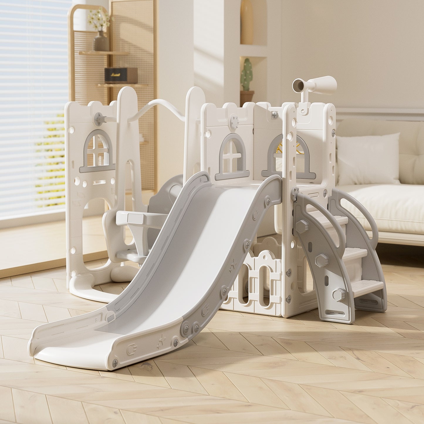 Aikidkit Toddler Slide and Swing Set, Indoor Outdoor 6 in 1 Kids Slide for Toddlers Age 6-36 Months