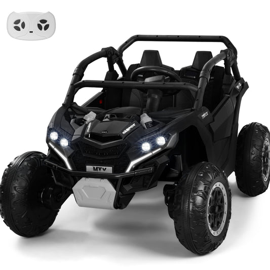 24V Kid Ride on Truck Car, 4WD Electric Powered Ride on UTV with 2 Seaters, 1.86-5 MPH, Remote Control, LED Lights, Bluetooth, Music, Giftable Ride on Toy UTV Truck Car for Kids Age 3-8 Years